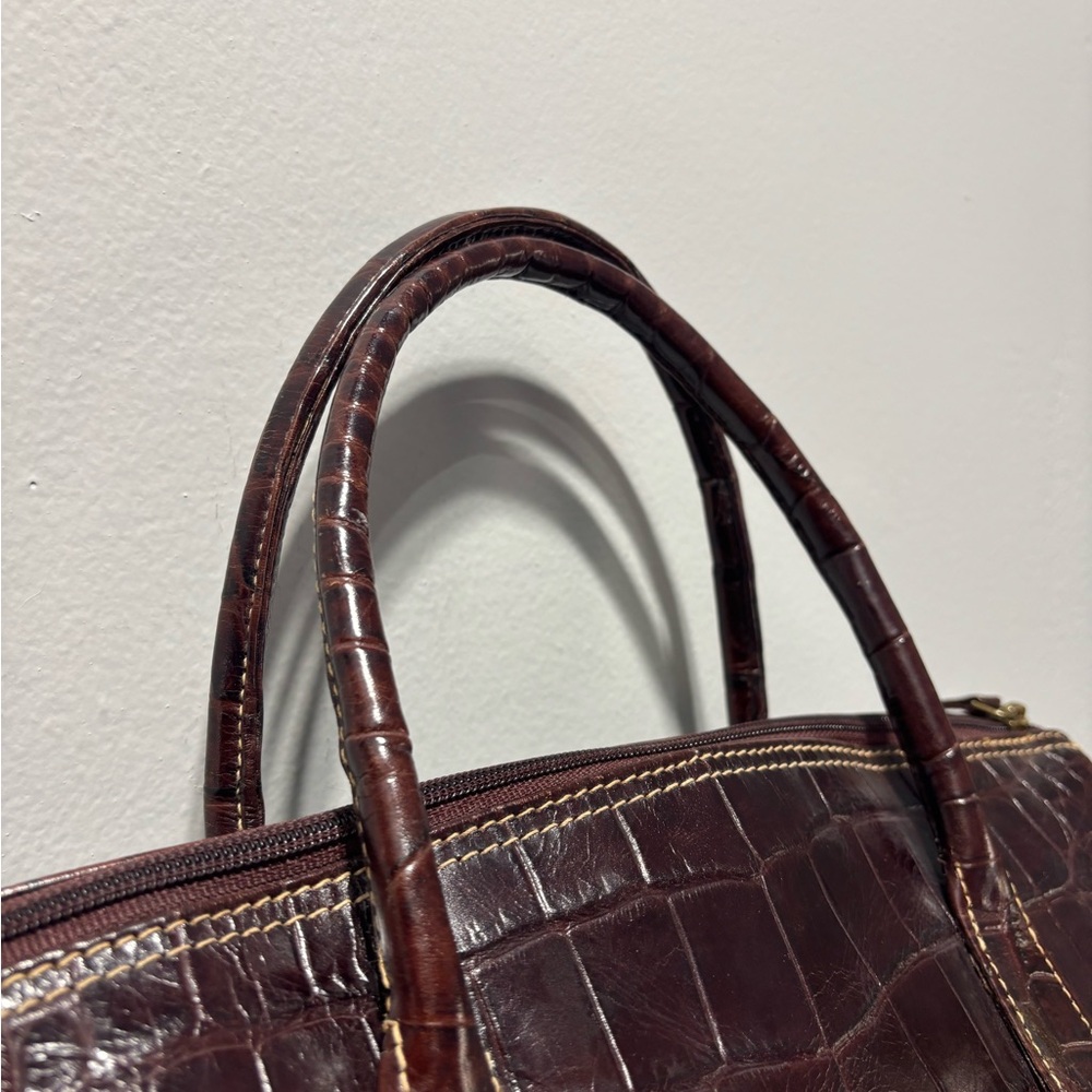 Michael Rome Croc Embossed Leather Satchel - Picture 8 of 11